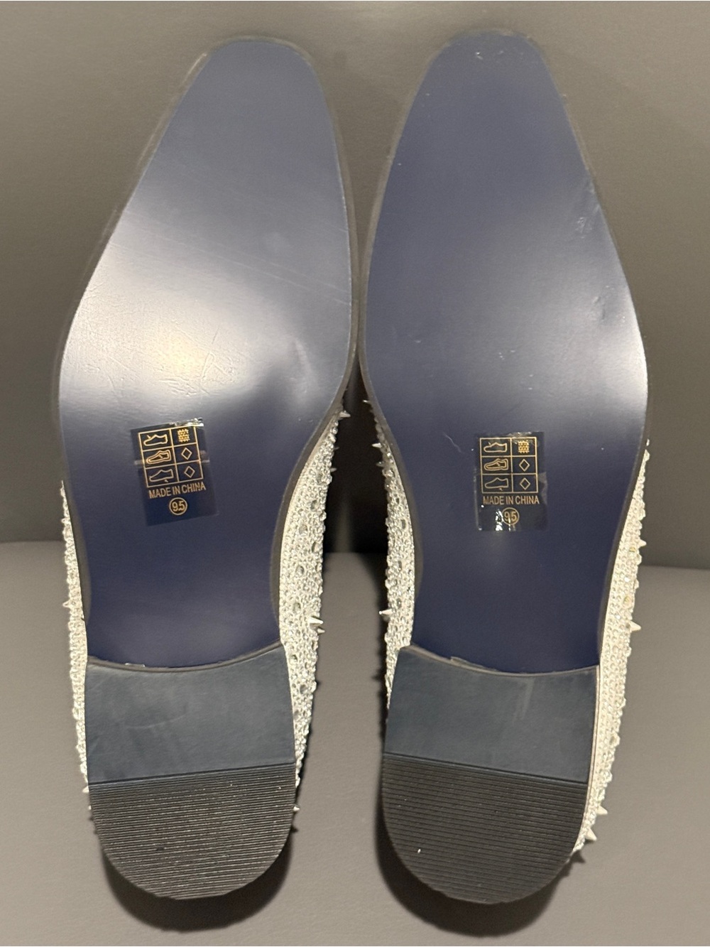 Enzo Romeo Men’s Rhinestone Studded Tuxedo Slip On Loafer Dress Shoes Size 9.5 - Picture 5 of 6